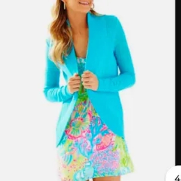 Lilly Pulitzer Amalie Cardigan In Cerillium Blue, Sz. Large - Picture 1 of 16